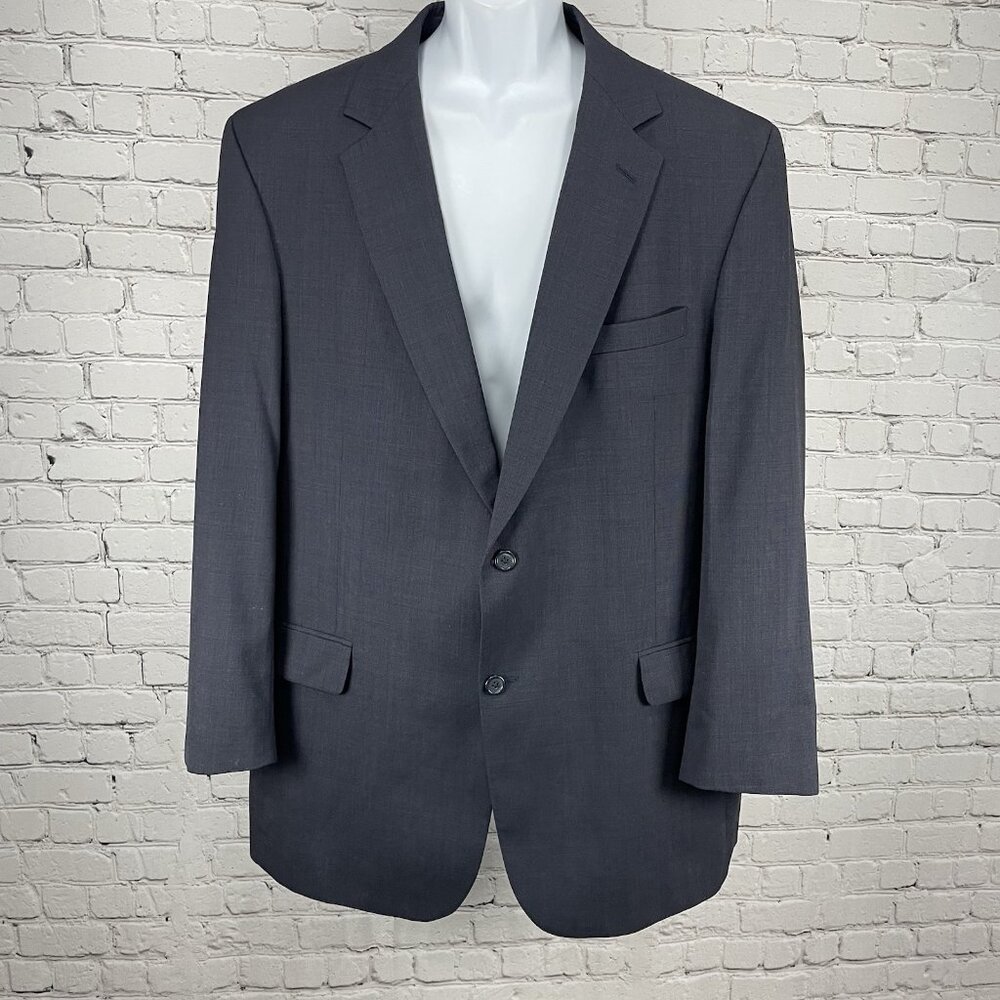 Jos A Bank Navy 100% Wool Gordon 2 Button Notch Blazer Sport Coat Size 46L